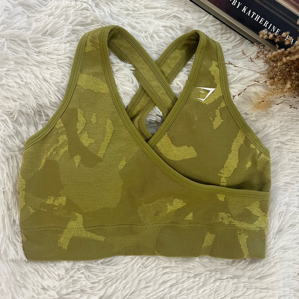 Olive green Gymshark sports bra